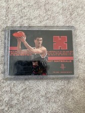 2003-04 Yao Ming NBA Hoops Red Hot Materials Jersey Patch #ed/50 Rockets Houston