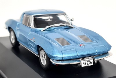 Atlas 1/43 Chevrolet Corvette C2 Stingray Coupe '63 blau Diecast Scale Modellauto