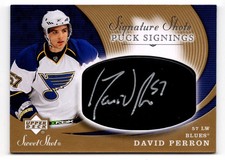 2007-08 Upper Deck Sweet Shot Signature Shots Puck Signings David Perron Auto