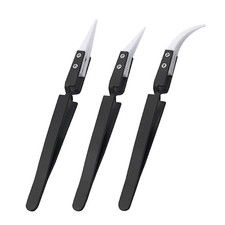 3PCS Ceramic Tweezers Precision Reverse Stainless Steel Anti-Static Heat-resi...