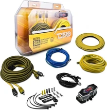 8 GA Amp Wire Kit DS18 AKIT8.YL 840W Max 60A Fuse Yellow Car Audio Wiring System