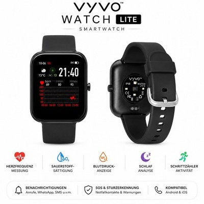 Fitness Uhr Smartwatch SpO2 Blutdruck Puls Fitness Tracker Neu OVP Vyvo