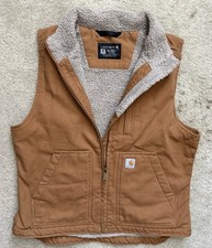 Carhartt Womens M 8 10 Fall 2025 Relaxed Fit Sherpa Lined Canvas Jacket Vest