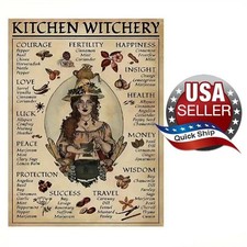Canvas Poster 12x16• Kitchen Witchery •Use of Herbs •Spices for Love •Happiness+