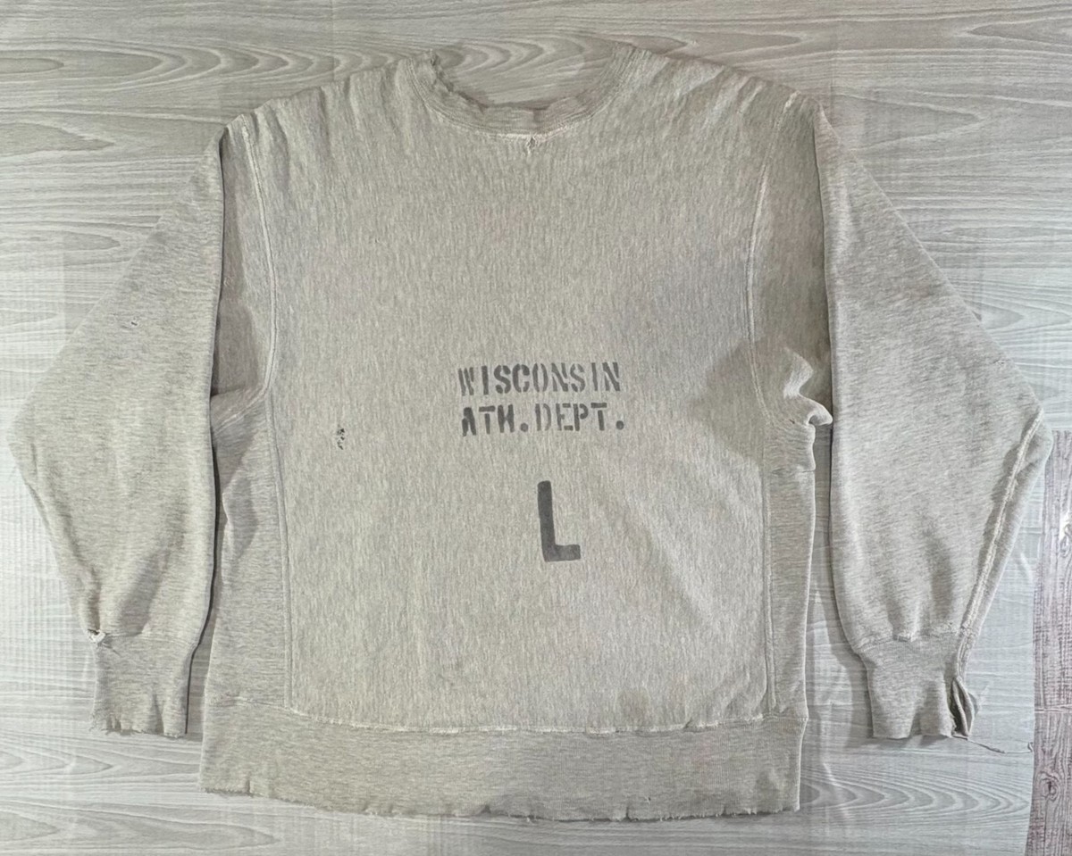 CHAMPION Reverse Weave Warmup Distressed Sweatshirt sz L Vintage
