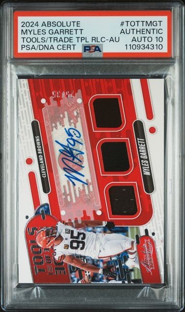 Myles Garrett Cleveland Browns 2024 ABSOLUTE #TOTT-MGT TOOLS/TRADE TPL RLC PSA AUTHENTIC AUTO 10 