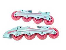 Roller Derby Inline Skate Frames w Wheels Pink Blue Replacement Parts Pair