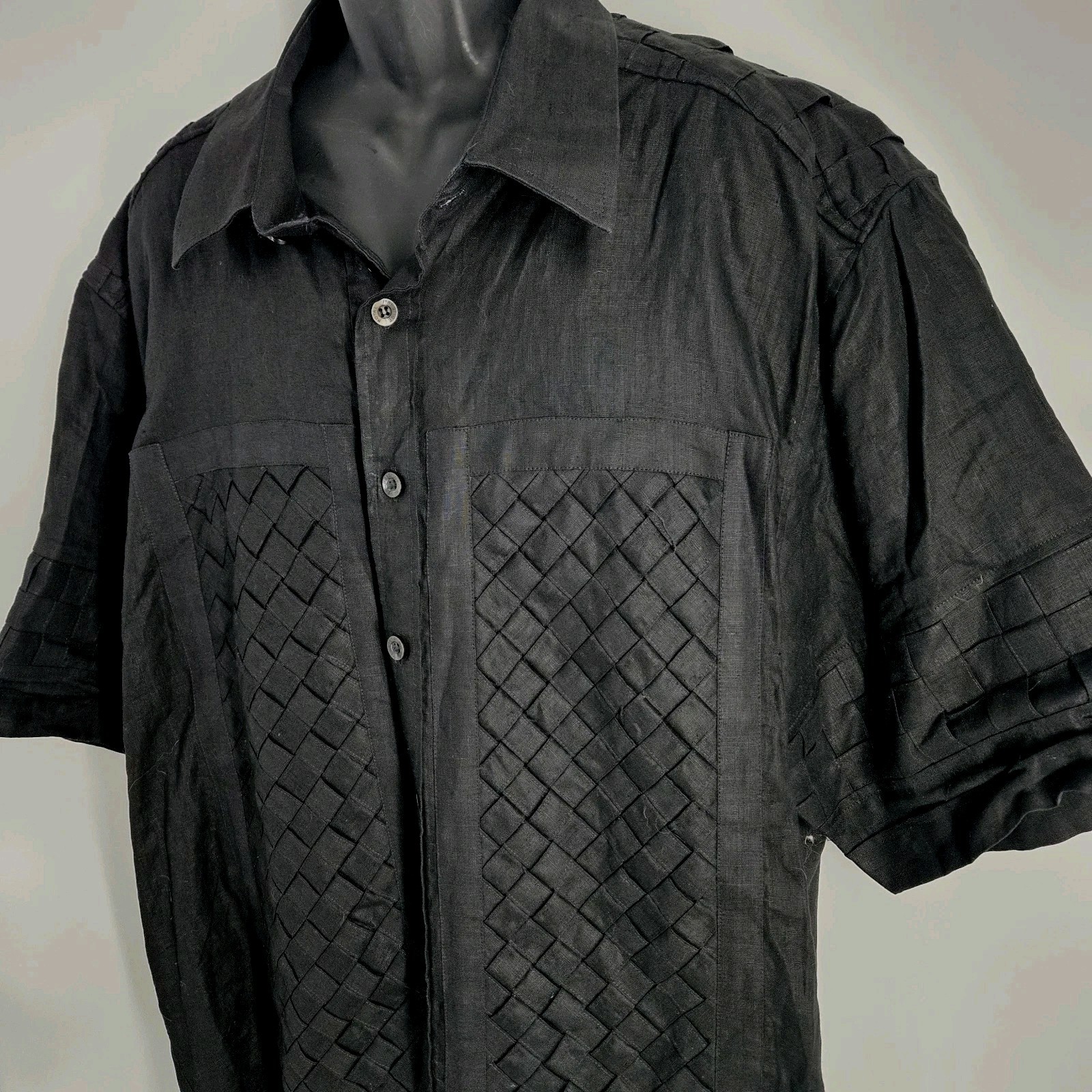 Rare Royal Prestige Pd Mens Woven Linen Short Sleeve Shirt 3XL