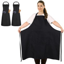 Plus Size Chef Apron 35.43x39.37in Black Unisex with 2 Pockets - Great