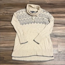 Eddie Bauer Wool Blend Nordic Fair Isle Cowl Neck Pullover Sweater Womens Medium