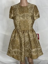 Valentino Women's Dress Metallic Brocade Mini Size 40/US 4 Gold