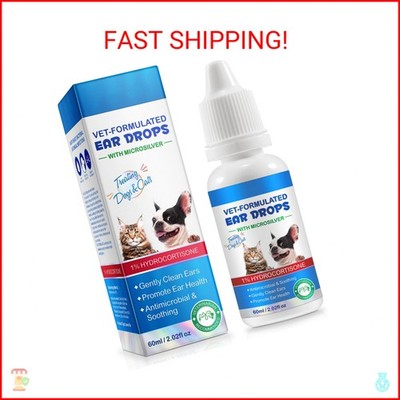 bnHUlMXw Ear Infection Treatment Drops for Dogs and Cats,with 1% Hydrocortisone