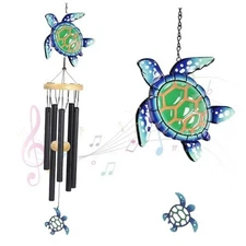 Wind Chimes for Outside Metal Aluminum 41.7" Inches Wind Chime with Turtle Blue
