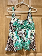 Noon Swim Tankini Top Size 16 Multicolor Trop...
