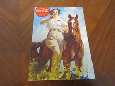 Sehr alte Coca-Cola Postkarte 30er Jahre Frau mit Pferd postcard Germany vtg