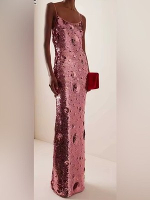 NEW $298 Mila Rose Pink Sequin Slip Gown