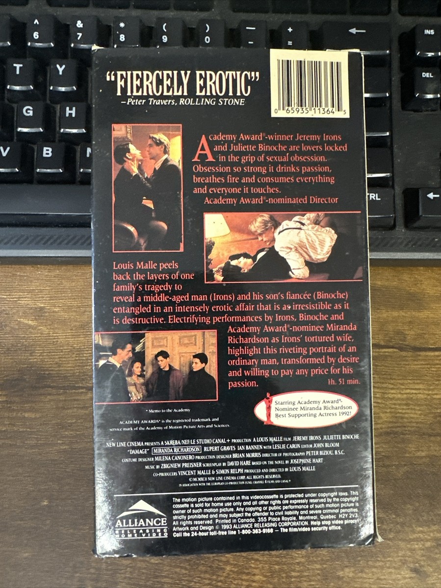 Damage (VHS, 1993) Thriller, Jeremy Irons, Miranda Richardson