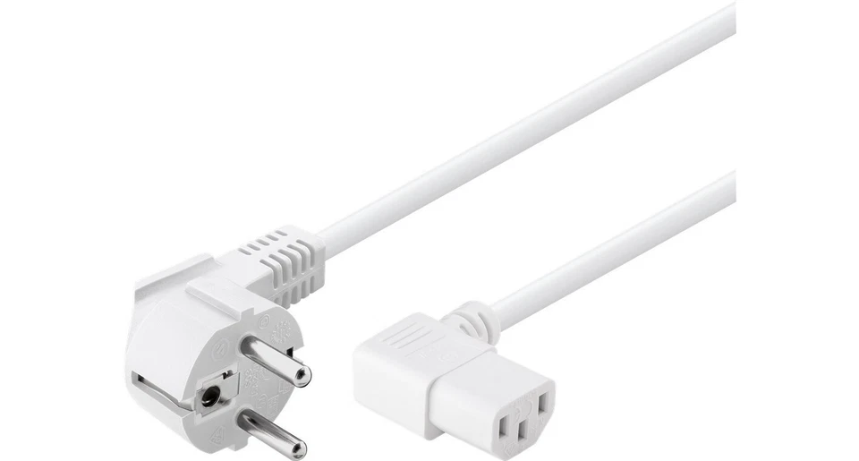 Kaltgeräte Schutzkontakt Netzkabel Stecker 90° TypFCEE7/7  Buchse weiß winkel - Bild 2 von 4