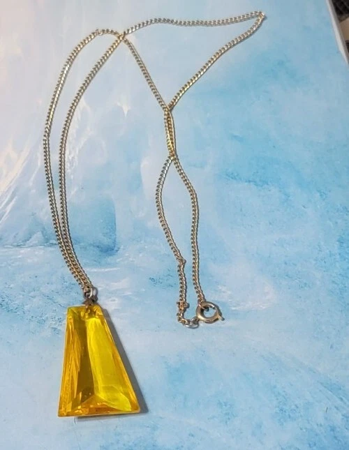 Collar Colgante Amarillo Vintage - Geométrico - Cadena Larga - MOD Lucite rd03-25 Foto 4 de 4
