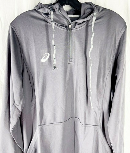 ASICS Mens Dark Gray 1/3 Zip Elevated Neck Hoodie Size L - Picture 5 of 11