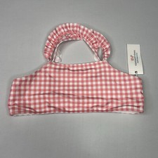 Vineyard Vines Girls XL 16 Ruffle High Neck Swimsuit TOP ONLY Gingham Cayman