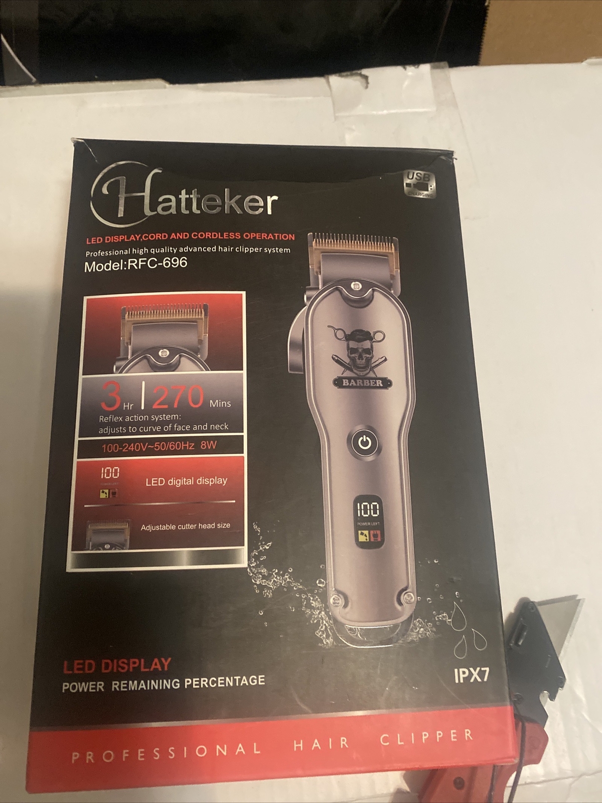 Hatteker RFC-696 Wireless Hair Clipper Trimmer LED Display NEW!!!
