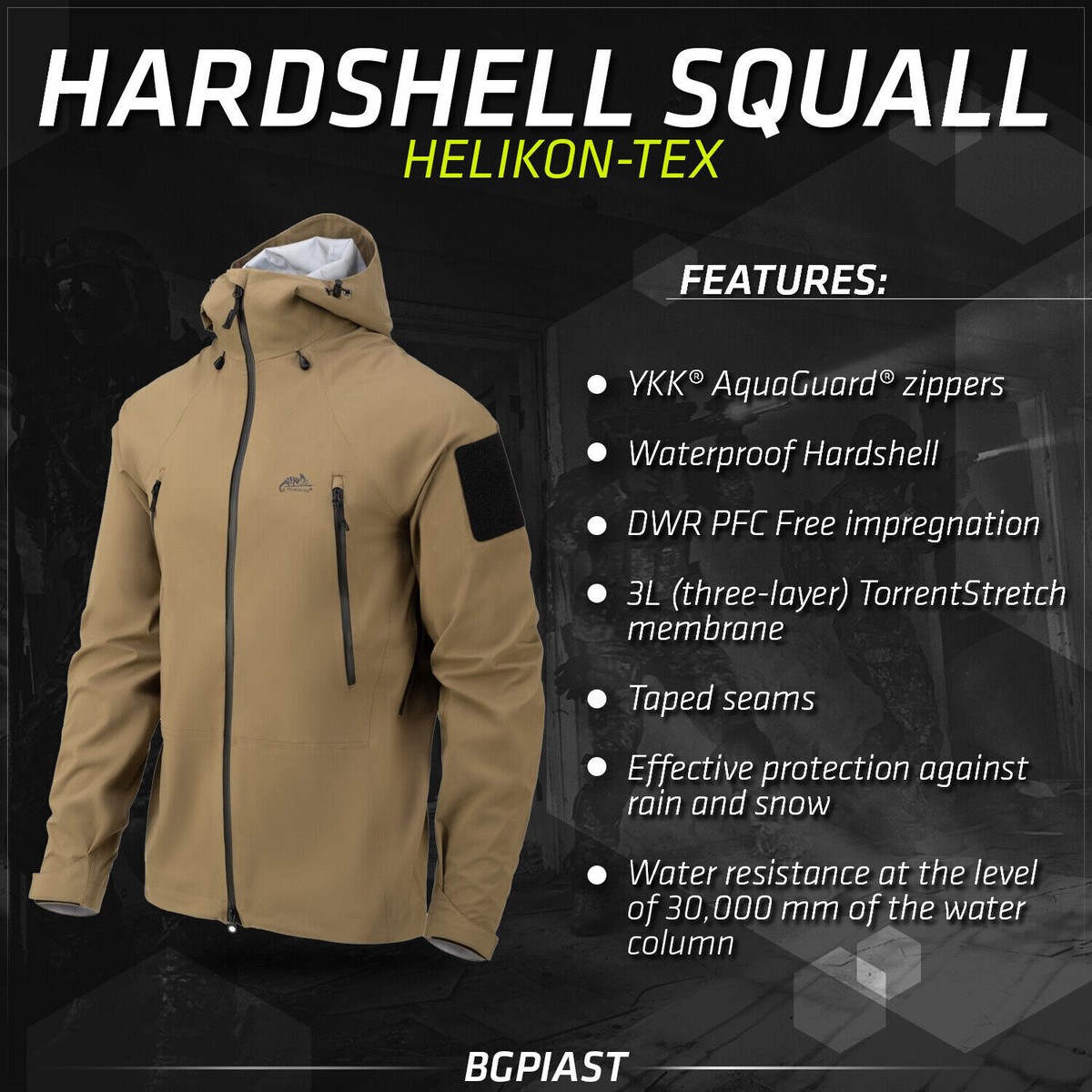 Waterproof Jacket Squall Helikon Tex Hardshell Tactical