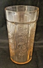 Vintage Federal Glass Sharon Cabbage Rose Pink Depression Thin Ice Tea Tumbler 