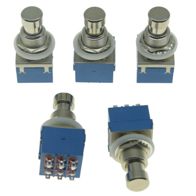 5x Quality 9-Pin 3PDT Guitar Effect Pedal Box Stomp Foot Switch True Bypass Blue