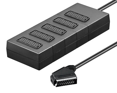 5Fach 5* Scart Verteiler Adapter Stecker TV Scartverteiler Splitter Weiche 0,4m