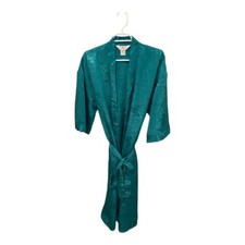 Vintage Ashley Ames Green Teal Bathrobe Dressing Gown Tie Belt Pockets Sz Small