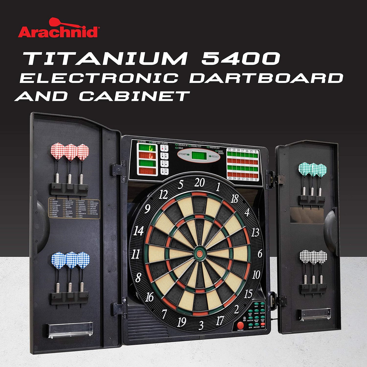 Arachnid Titanium 5400 Electronic Dartboard and Cabinet, Black | eBay
