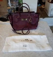 DEFECTIVE without tags Coach Swagger Carryall Burgundy Handbag Ships in  G3D