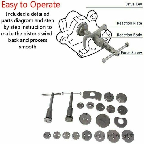 UNIVERSAL NEW BRAKE CALIPER PISTON REWIND WIND BACK TOOL KIT 22 34 PIECES SET - Picture 9 of 12