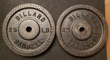 Vintage Billard Barbell 25lb PAIR Standard Size Weight Plates Thick Dimple Rare
