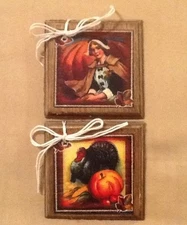 6 WOODEN Handcrafted Thanksgiving Ornaments/FALL Hang Tags/Bowl Fillers Set/5