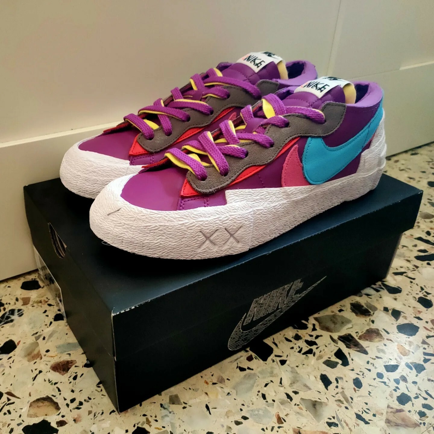 SACAI X NIKE Nike Blazer Low x Sacai x Kaws Purple Dusk nuove con scatola 9.5 US 43 EU