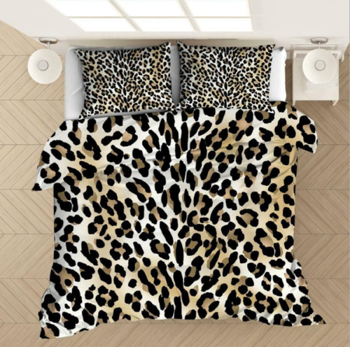 Duvet Cover Bedding Set 3D Leopard Print Animals Doona Quilt Cover Pillow Case - Picture 1 of 5