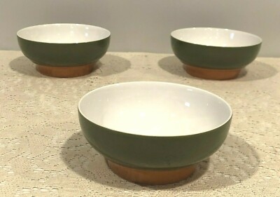 Thomas Germany Set of 3 Ceramic Bowls Green/Orange/White Color 2'' H 4 5/8'' Diam.