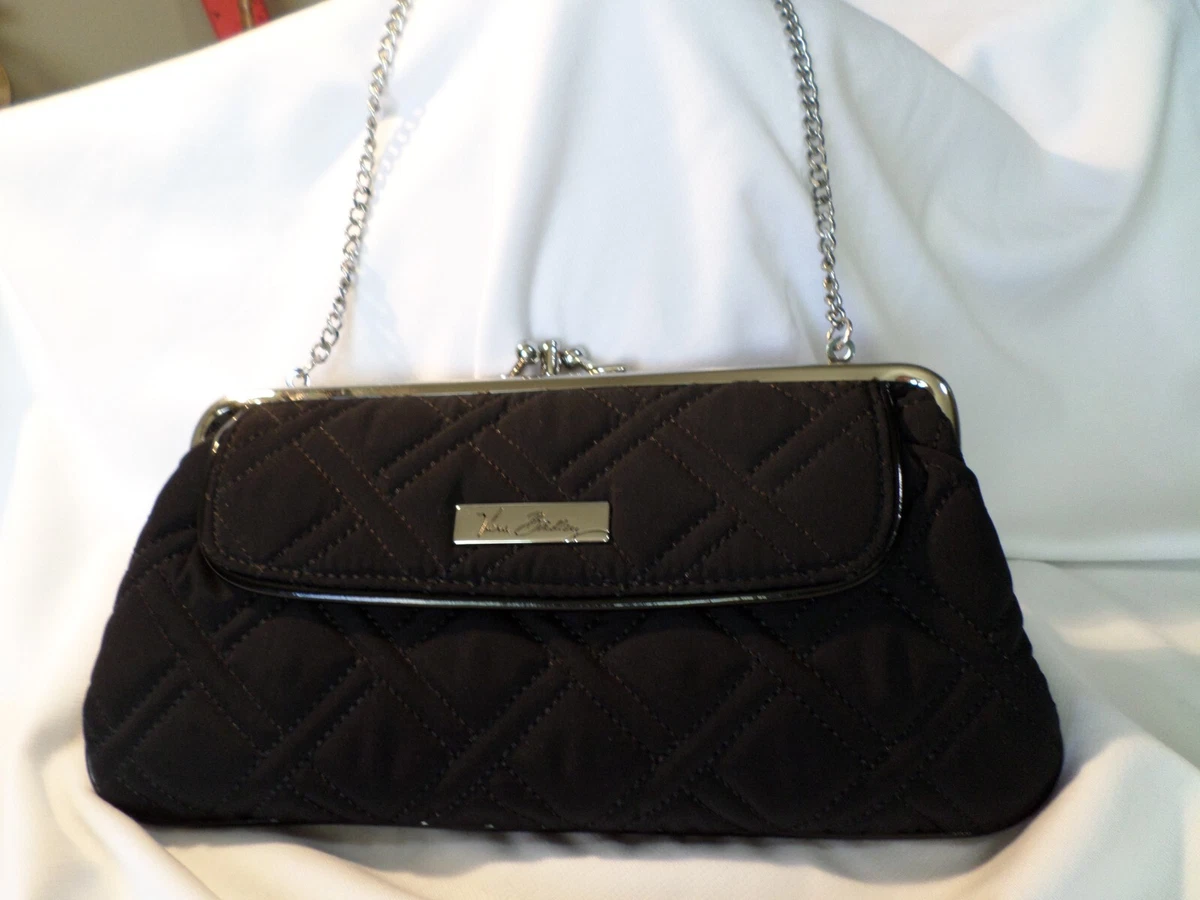 Vera Bradley Black Diamond Quilted Kiss Lock Clutch Evening Purse