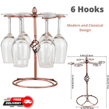 6 Hooks Wine Glass Rack Countertop Holder Elegant Freestanding Tabletop Stemware