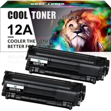 2PK Q2612A 12A Black Toner for HP LaserJet 1018 1020 1022 1010 1012 3015 Printer