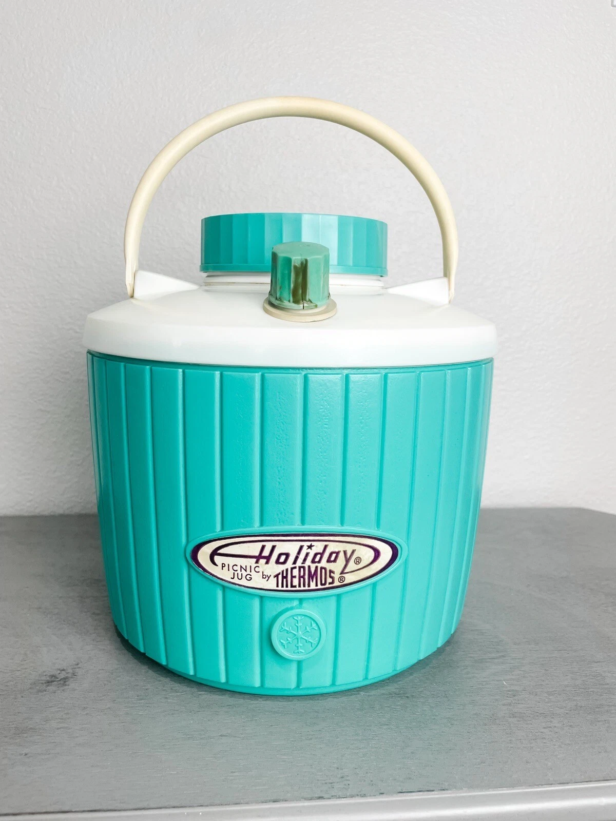 Vintage Holiday Picnic Jug By Thermos Retro Teal Drink Cooler