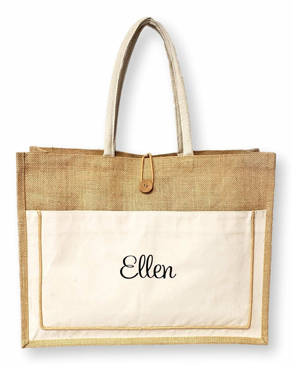 Custom Name Embroidered Canvas Tote Bag Embroidery 