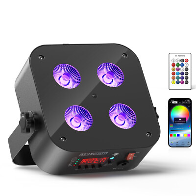 4X25W Rechargeable Par Light 6IN1 RGBWA+UV DMX APP Party DJ KTV Disco Show Xmas