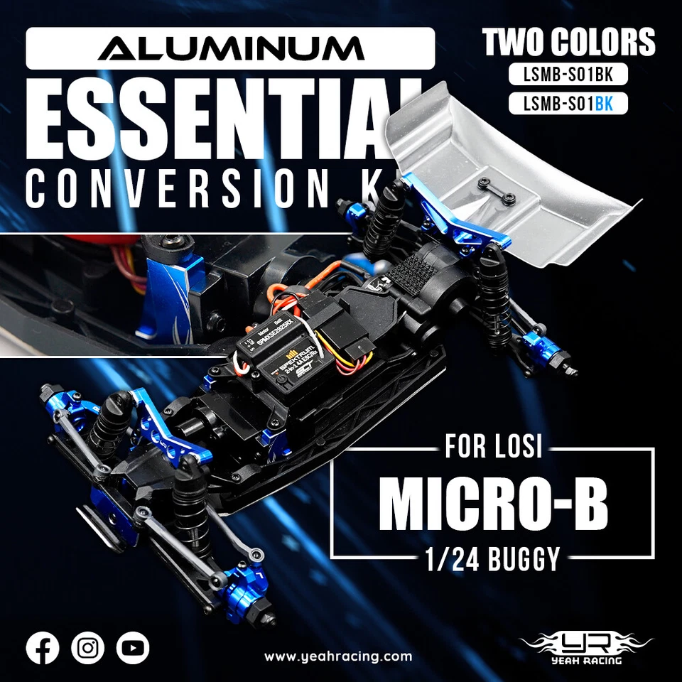 Yeah Racing LSMB-S01DB Alum Essential Conversion Kit Blue for Losi 1/24 Micro-B - Image 4 of 4