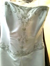 Justin Brandon Bridal gown Wedding Dress  White / silver embroidery 18 New