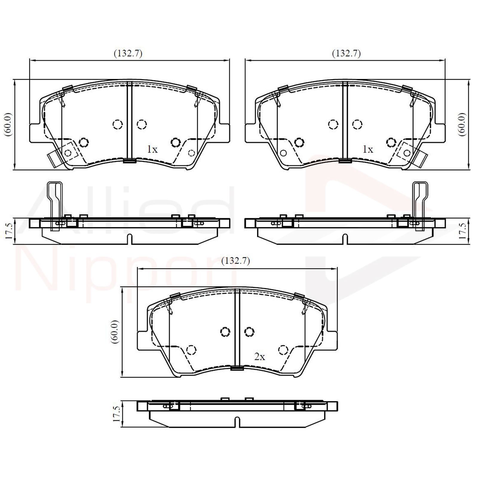 Brake Pads Set Front ADB32343 Allied Nippon
