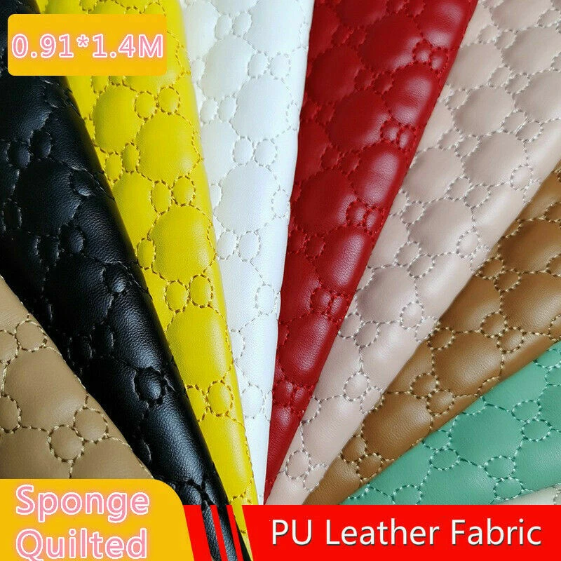 Tela de cuero PU bordada hágalo usted mismo esponja acolchada material de tapicería de coche Foto 2 de 4