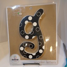 Kidkraft Wooden Letter 9x5 " G" Black  White Polka Dot...NEW IN PKG